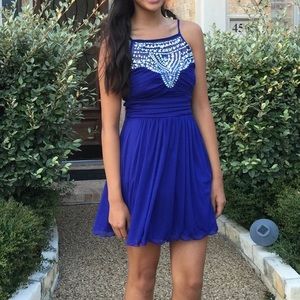 Royal Blue Halter Homecoming Dress